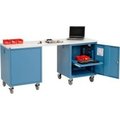 Global Equipment 72 x 24 Mobile Pedestal Computer Workbench - Plastic Square Edge - Blue 318654BL